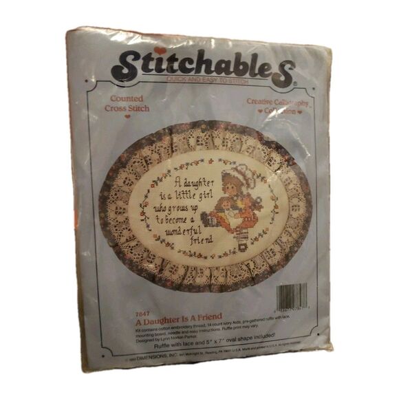 Counted Cross Stitch Kit "A Daughter is a Friend" 5" x 7" Stitchables Vintage - Picture 1 of 3